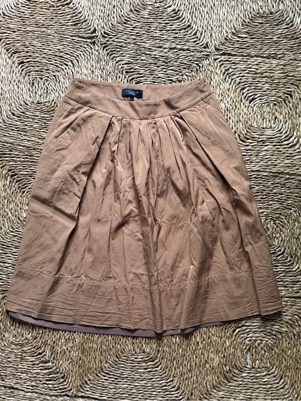 Talbots Camel/Tan Pleated A-Line Skirt